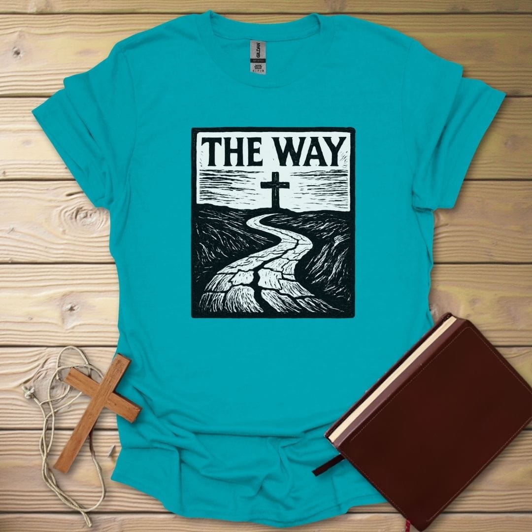Cracked Road Linocut T-Shirt Tropical Blue / S