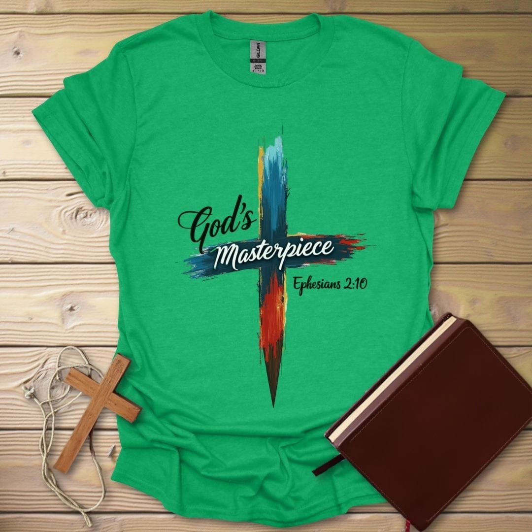 Divine Art Cross T-Shirt Heather Irish Green / S