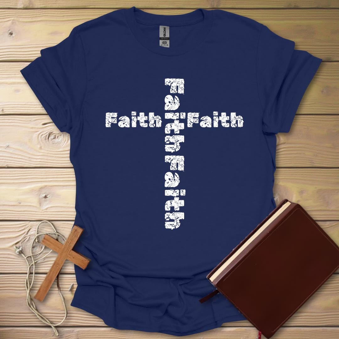 Faith Cross T-Shirt Navy / S