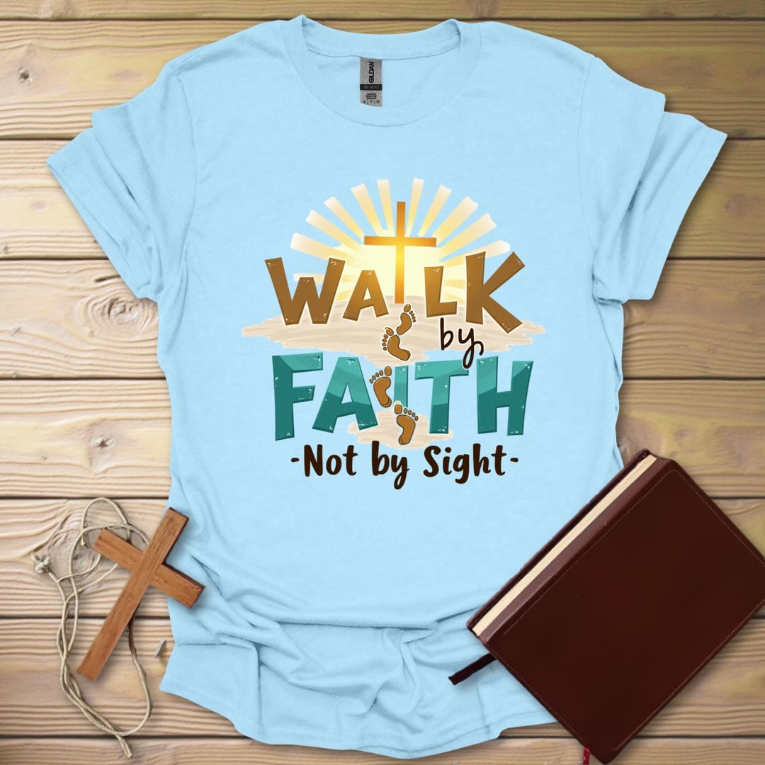 Faith Journey Cross T-Shirt Light Blue / S