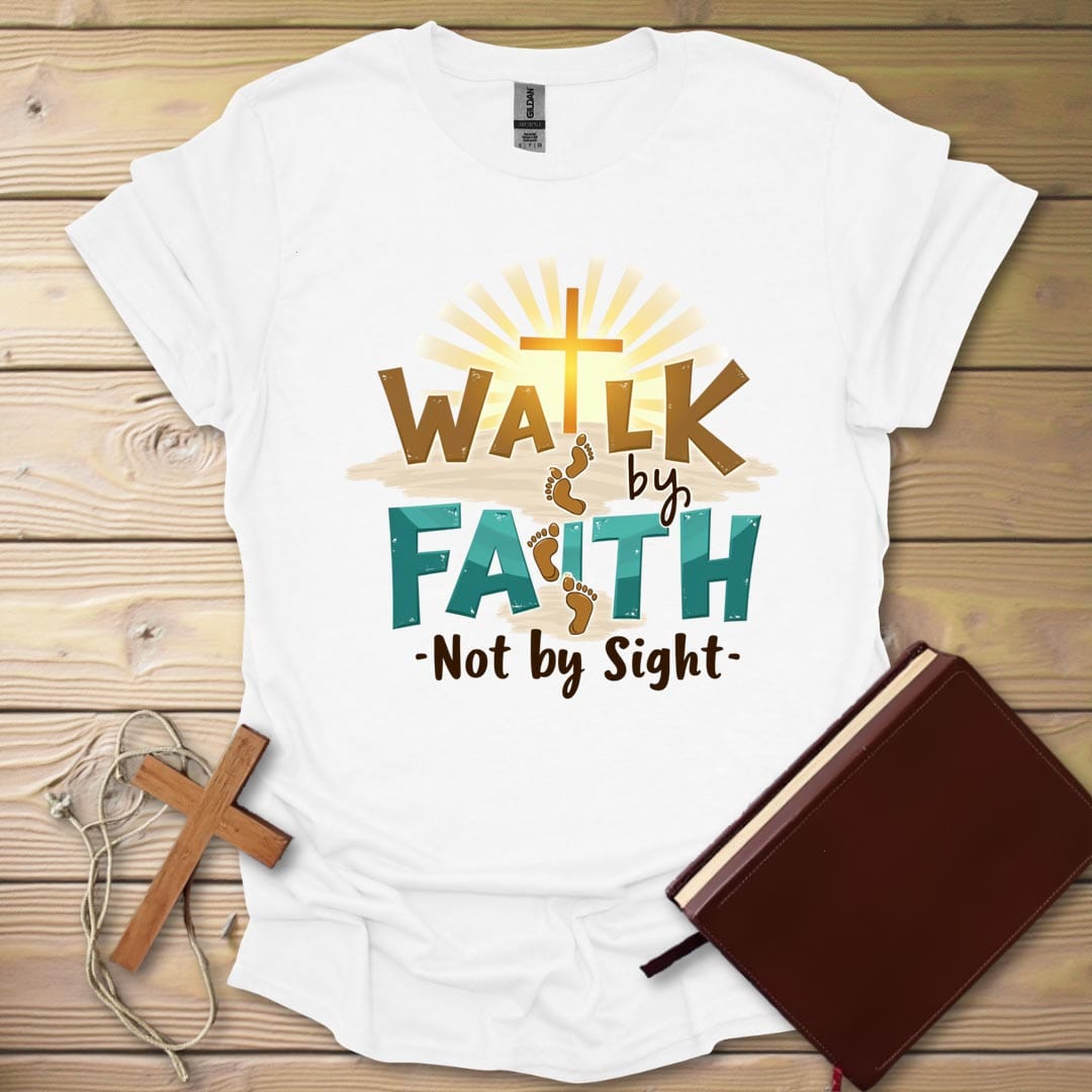 Faith Journey Cross T-Shirt White / S