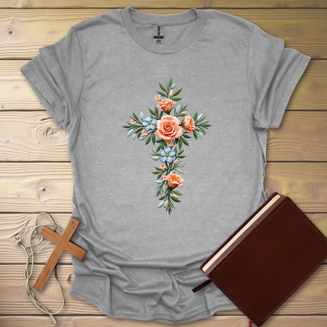 Floral Cross T-Shirt Sport Grey / S