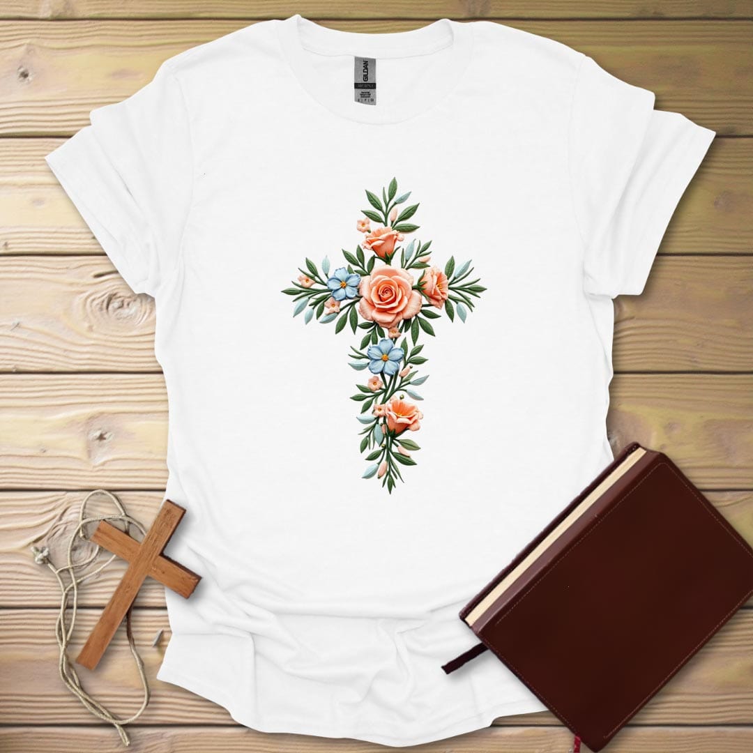 Floral Cross T-Shirt White / S