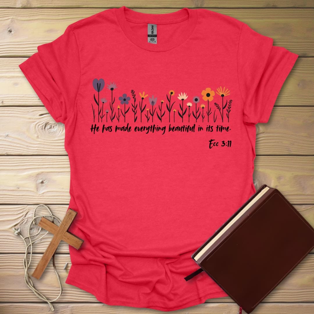 Floral Serenity T-Shirt Heather Red / S
