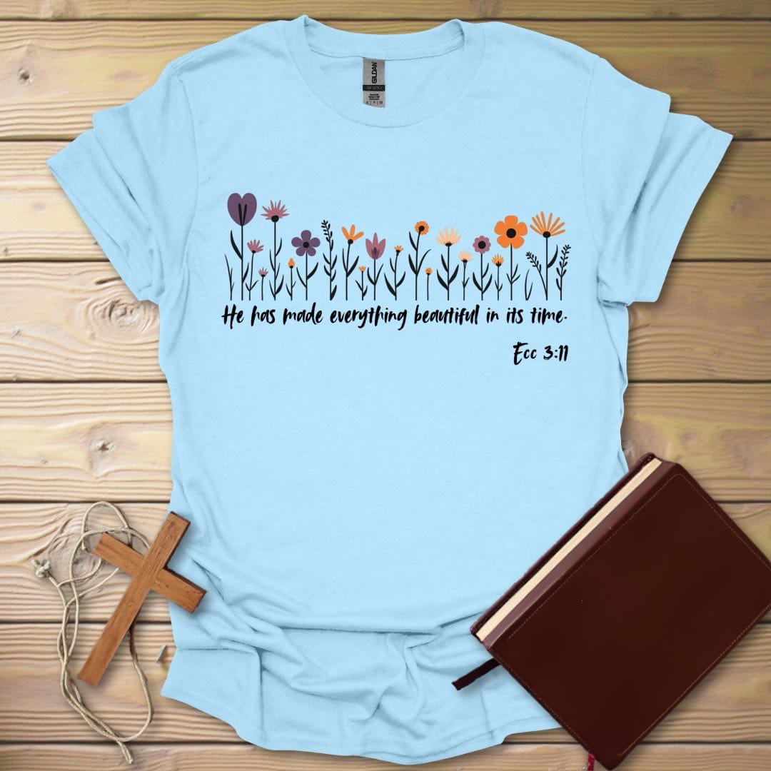 Floral Serenity T-Shirt Light Blue / S