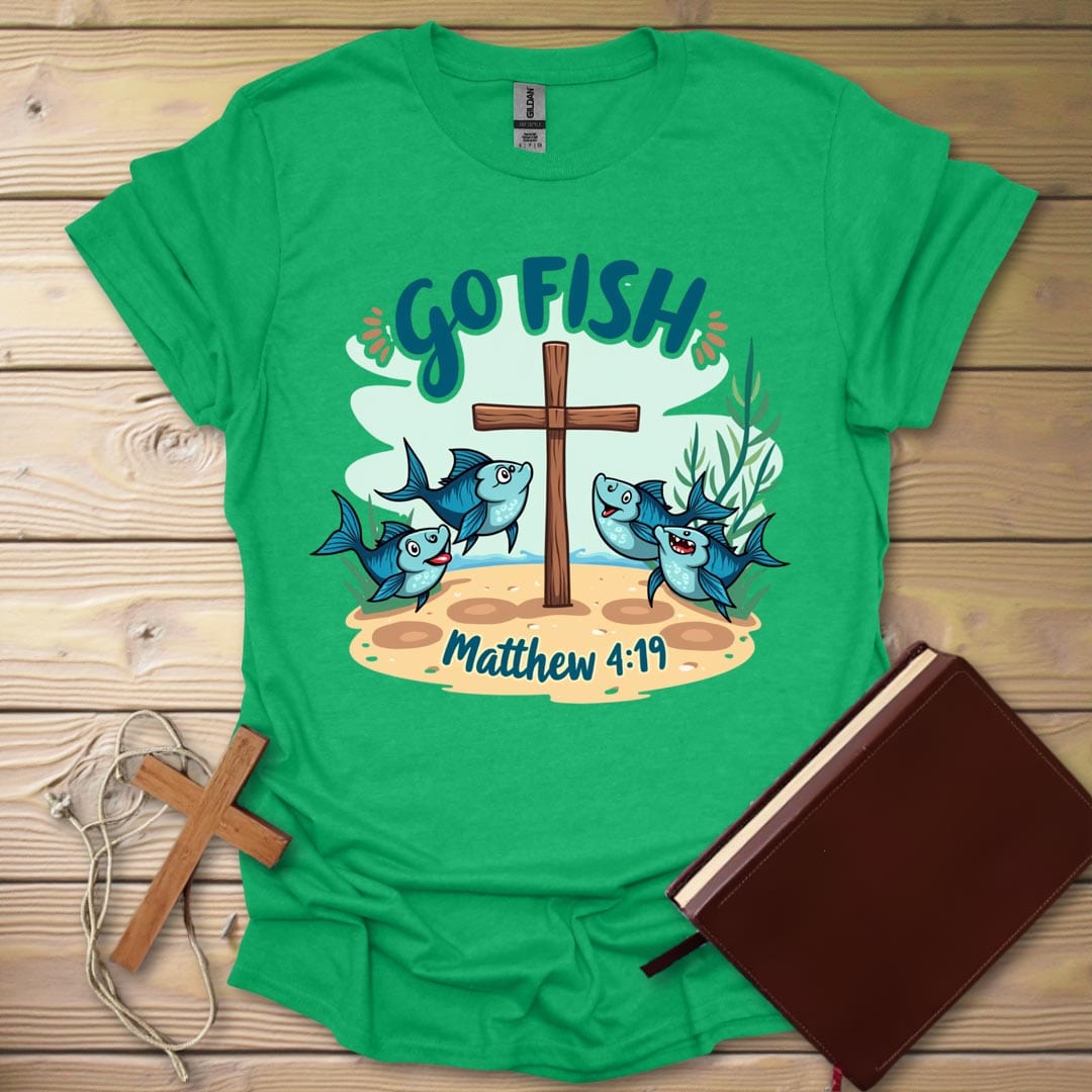 Joyful Fish T-Shirt Heather Irish Green / S
