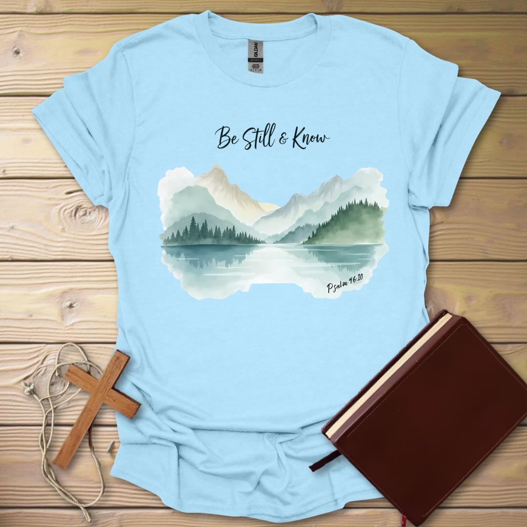 Serene Reflections Watercolor T-Shirt Light Blue / S