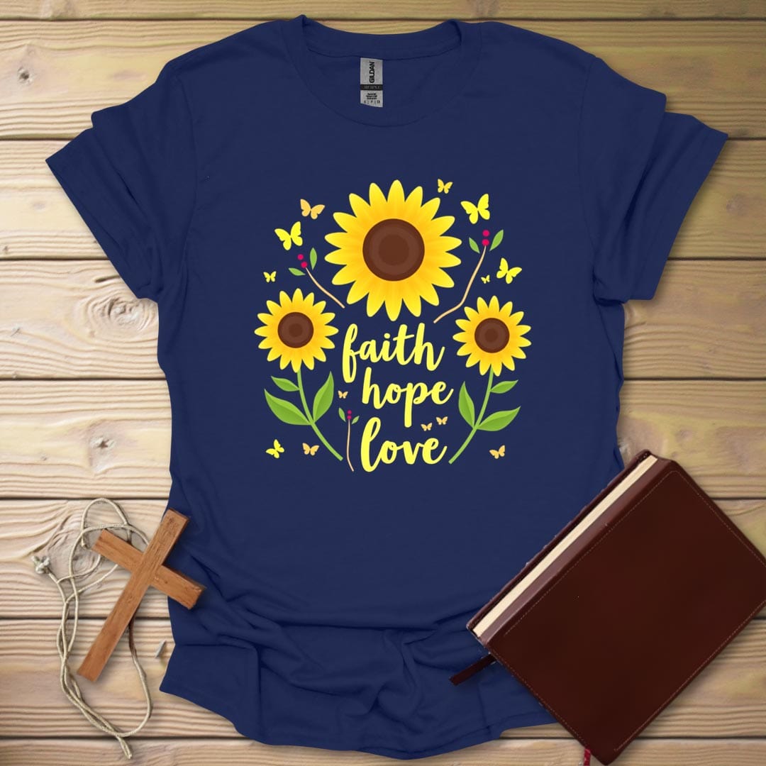 Sunflower Blessings T-Shirt Navy / S