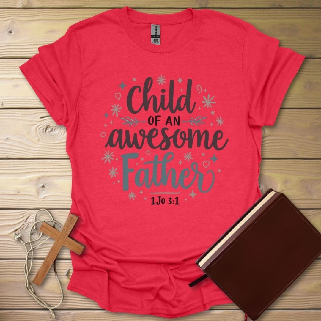 Child of an Awesome Father T-Shirt Heather Red / S