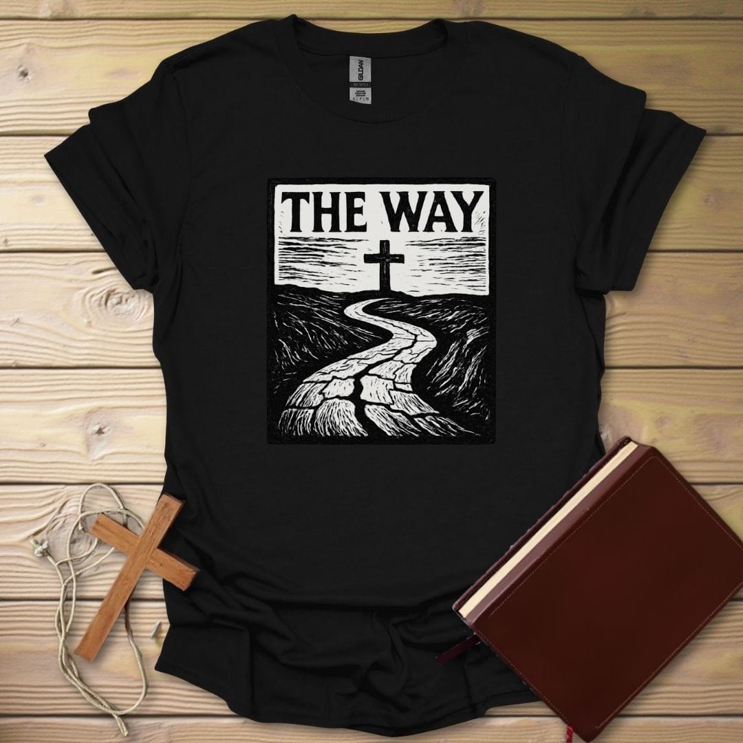 Cracked Road Linocut T-Shirt Black / S