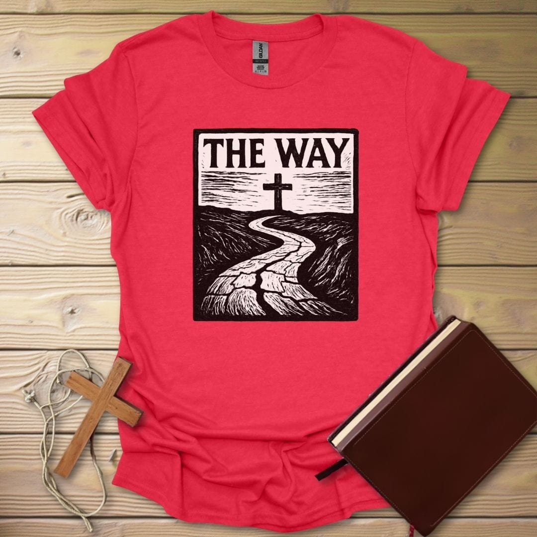 Cracked Road Linocut T-Shirt Heather Red / S