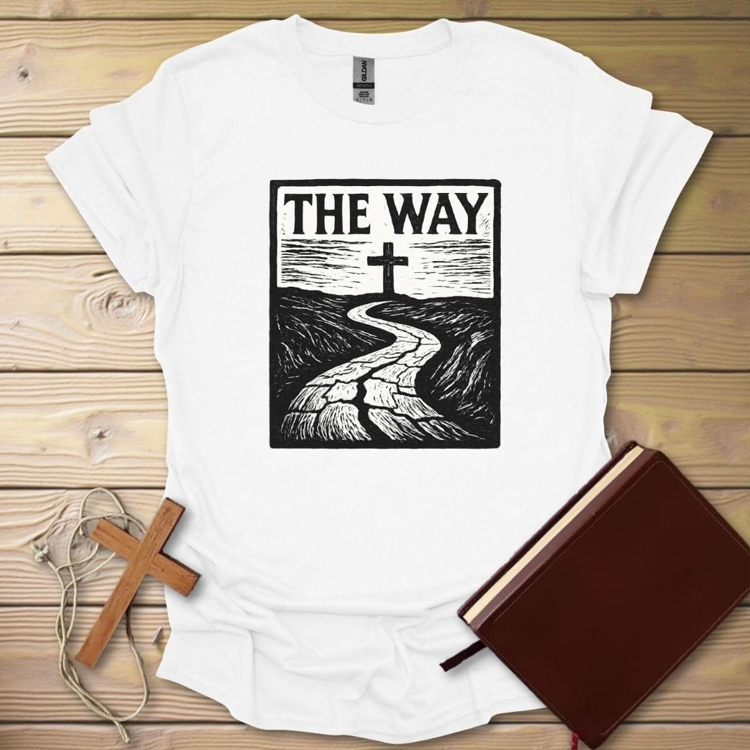 Cracked Road Linocut T-Shirt White / S