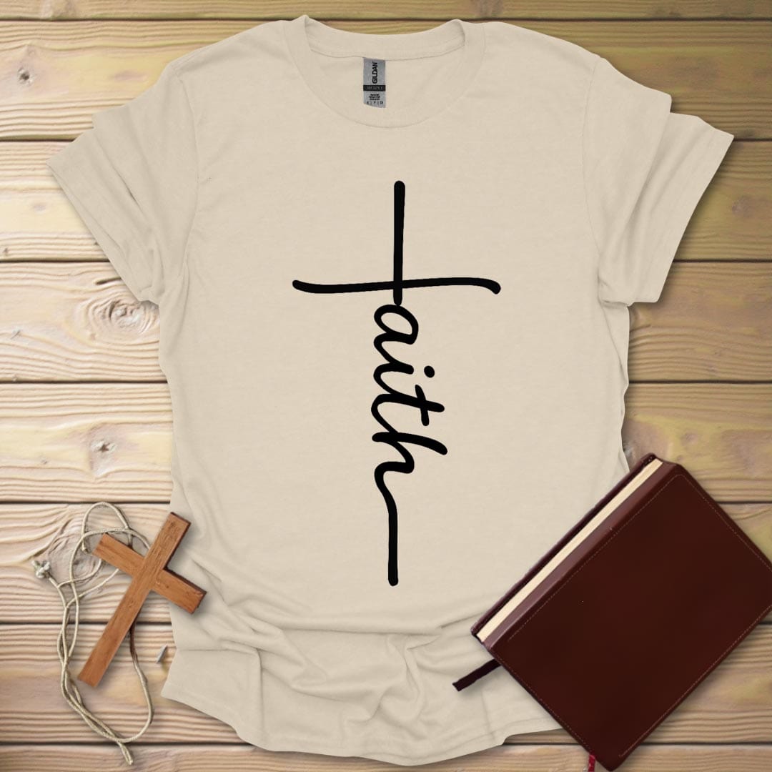 Faith Cross Handwriting T-Shirt Natural / S