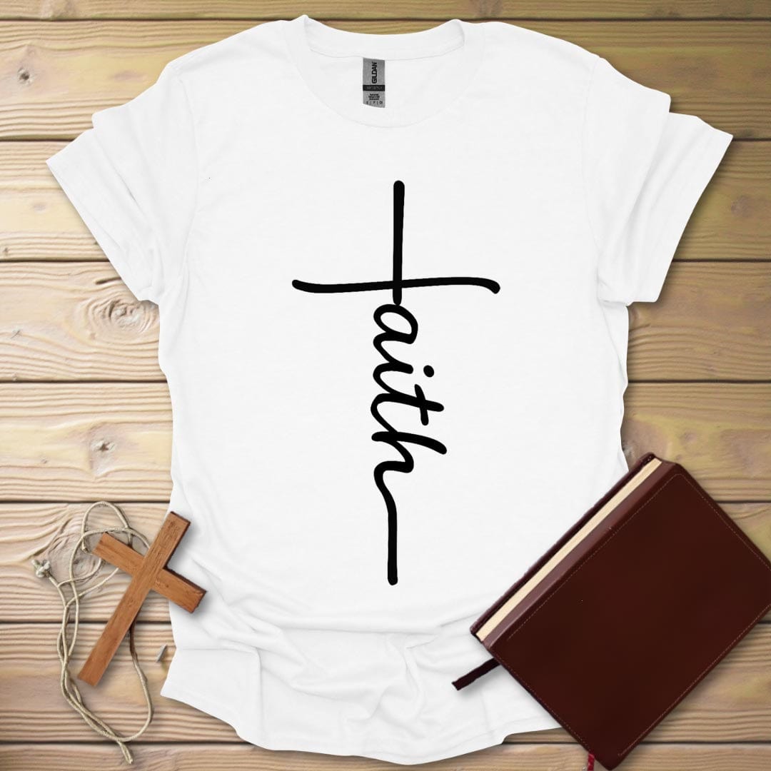 Faith Cross Handwriting T-Shirt White / S