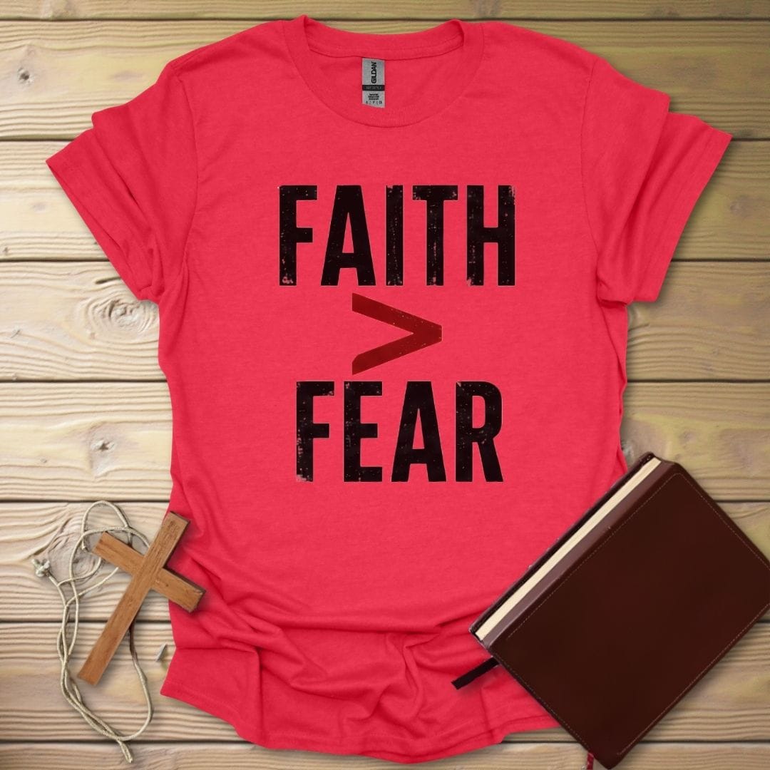 Faith > Fear T-Shirt Heather Red / S