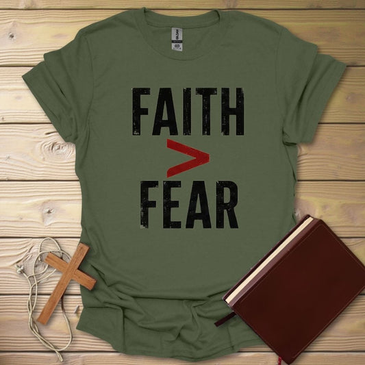 Faith > Fear T-Shirt Military Green / S