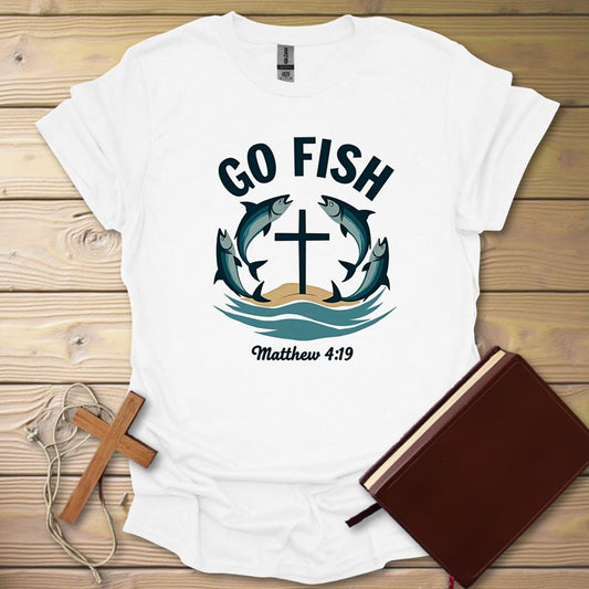 Fish Design T-Shirt White / S