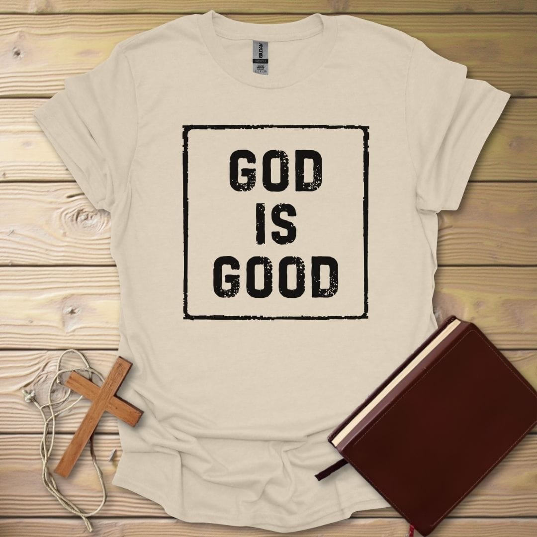 God Is Good Stenciled T-Shirt Natural / S