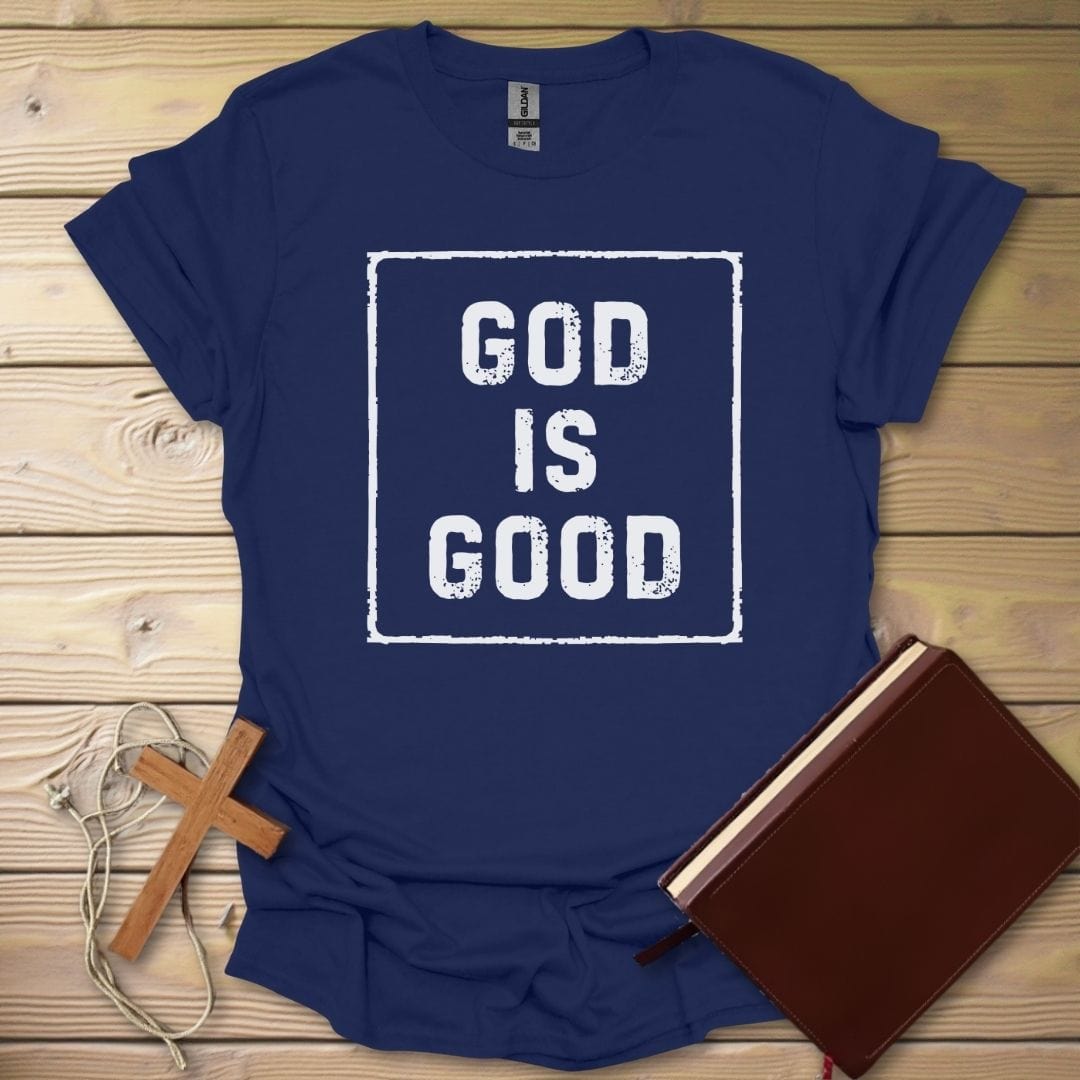 God Is Good Stenciled T-Shirt Navy / S