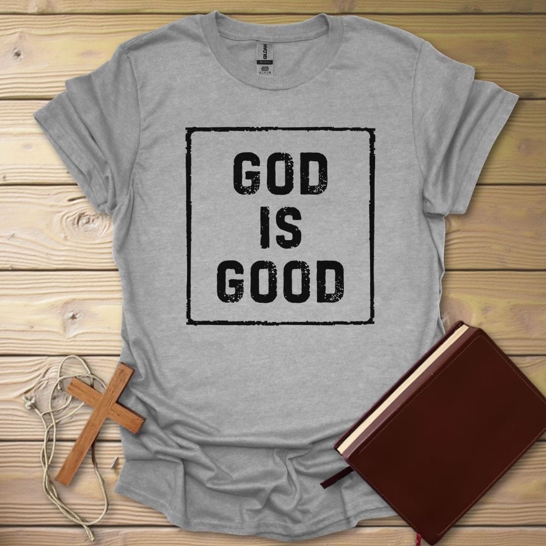 God Is Good Stenciled T-Shirt Sport Grey / S