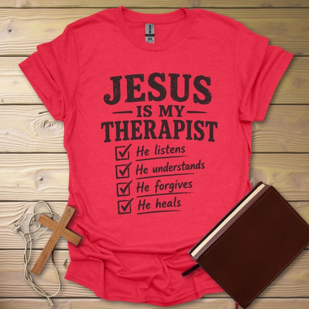 Jesus My Therapist T-Shirt Heather Red / S