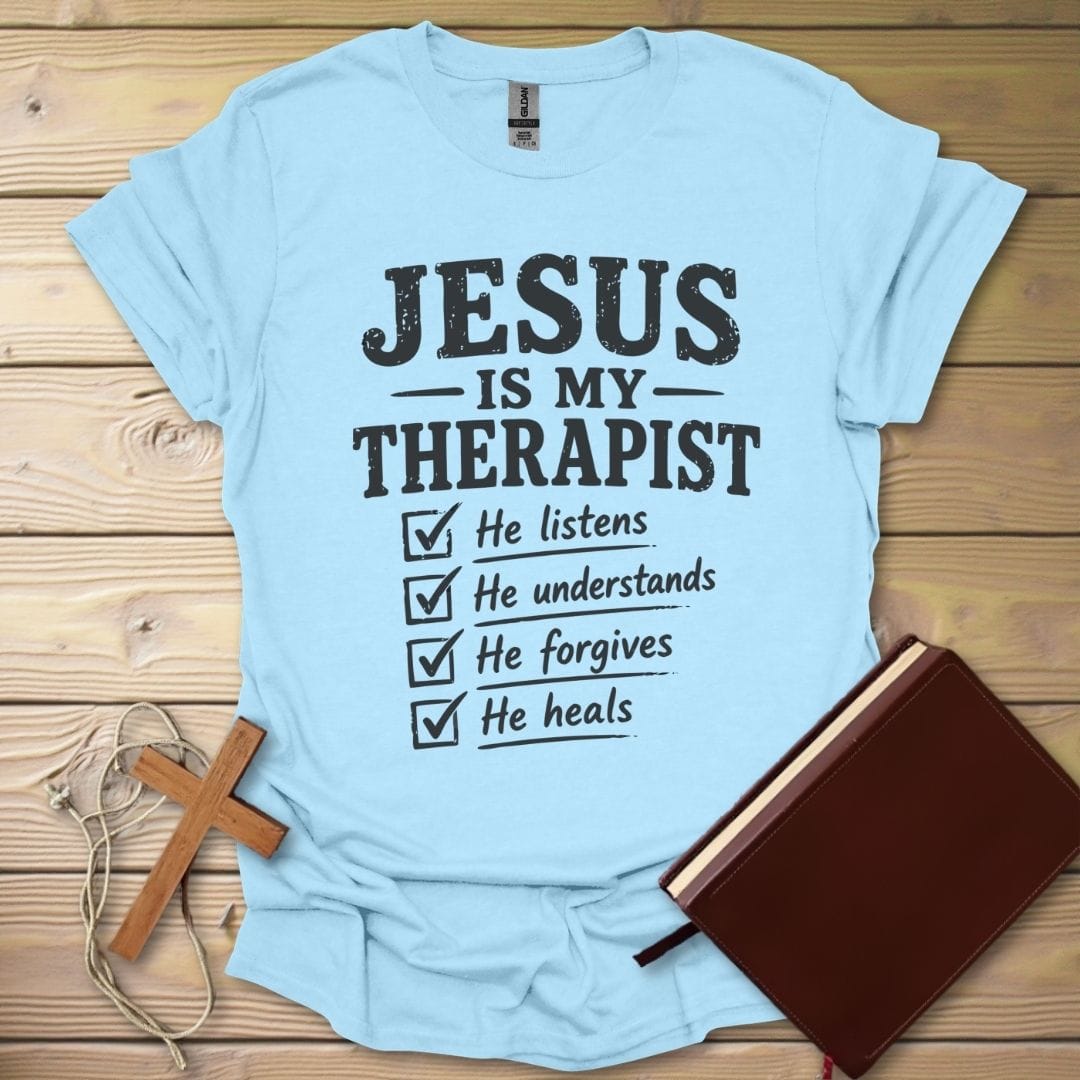 Jesus My Therapist T-Shirt Light Blue / S