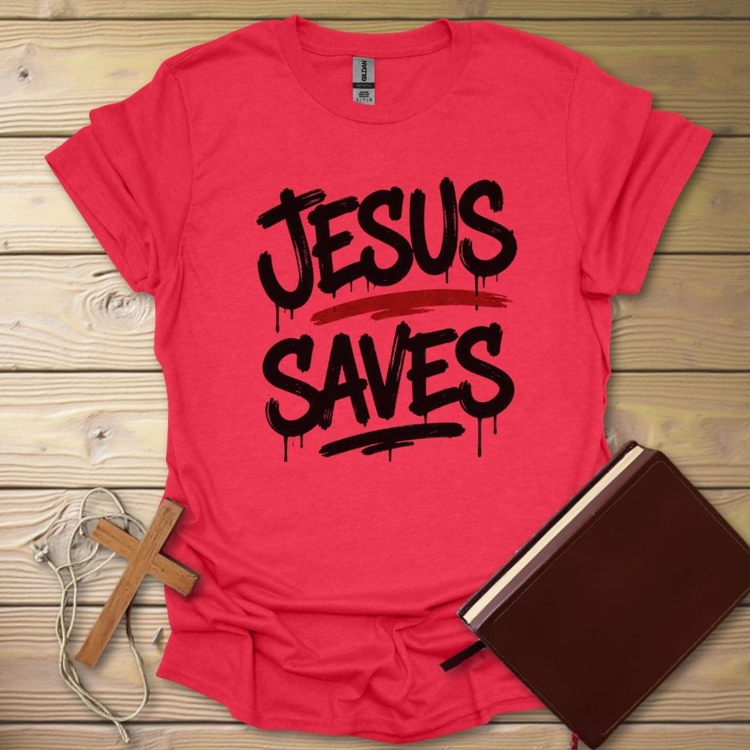 Jesus Saves T-Shirt Heather Red / S