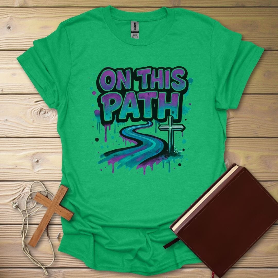 On This Path Graffiti T-Shirt Heather Irish Green / S