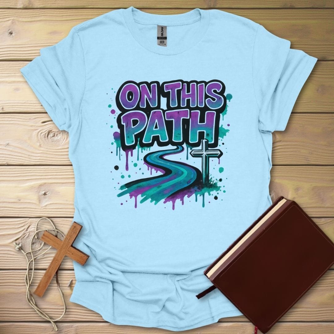 On This Path Graffiti T-Shirt Light Blue / S