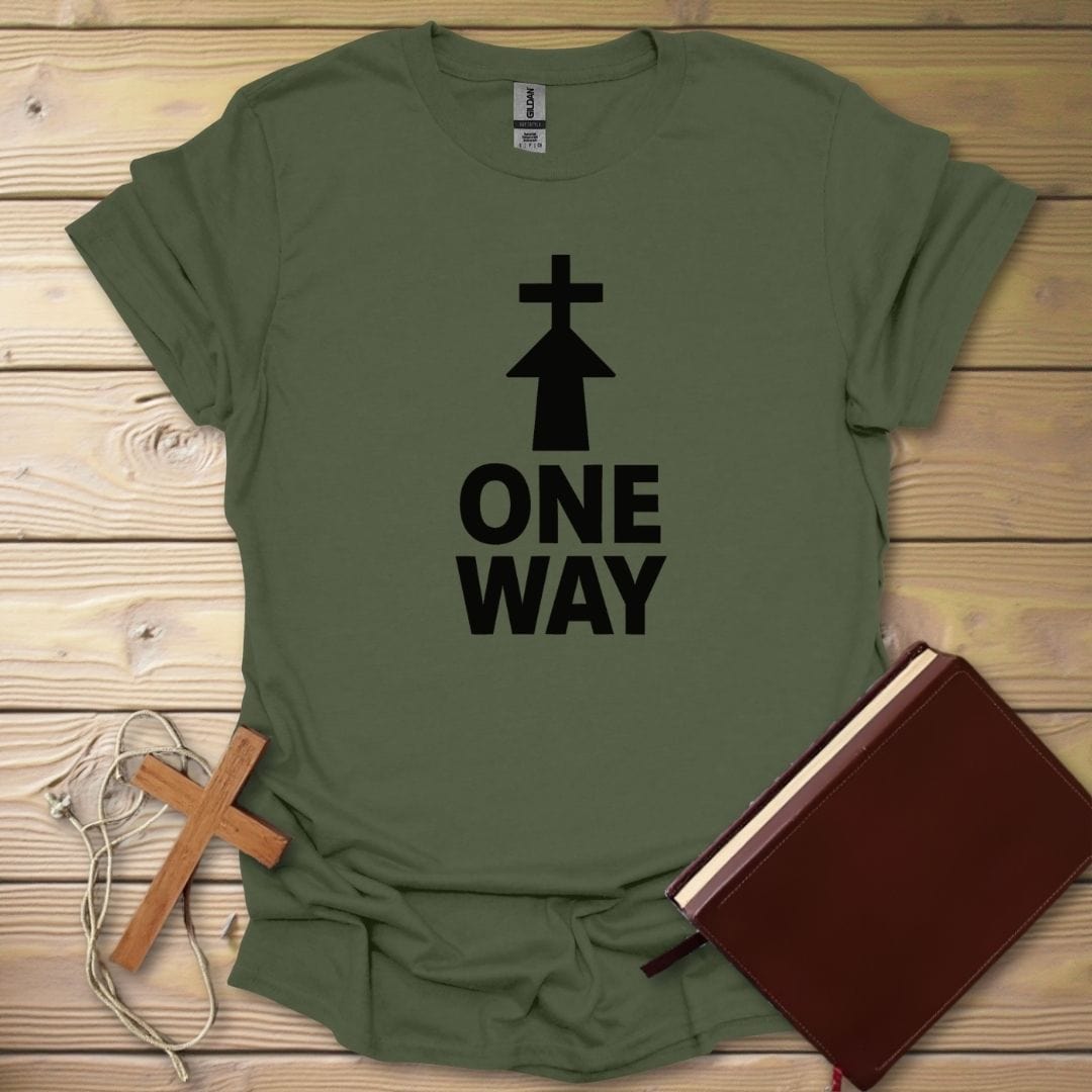 One Way Arrow Cross T-Shirt Military Green / S