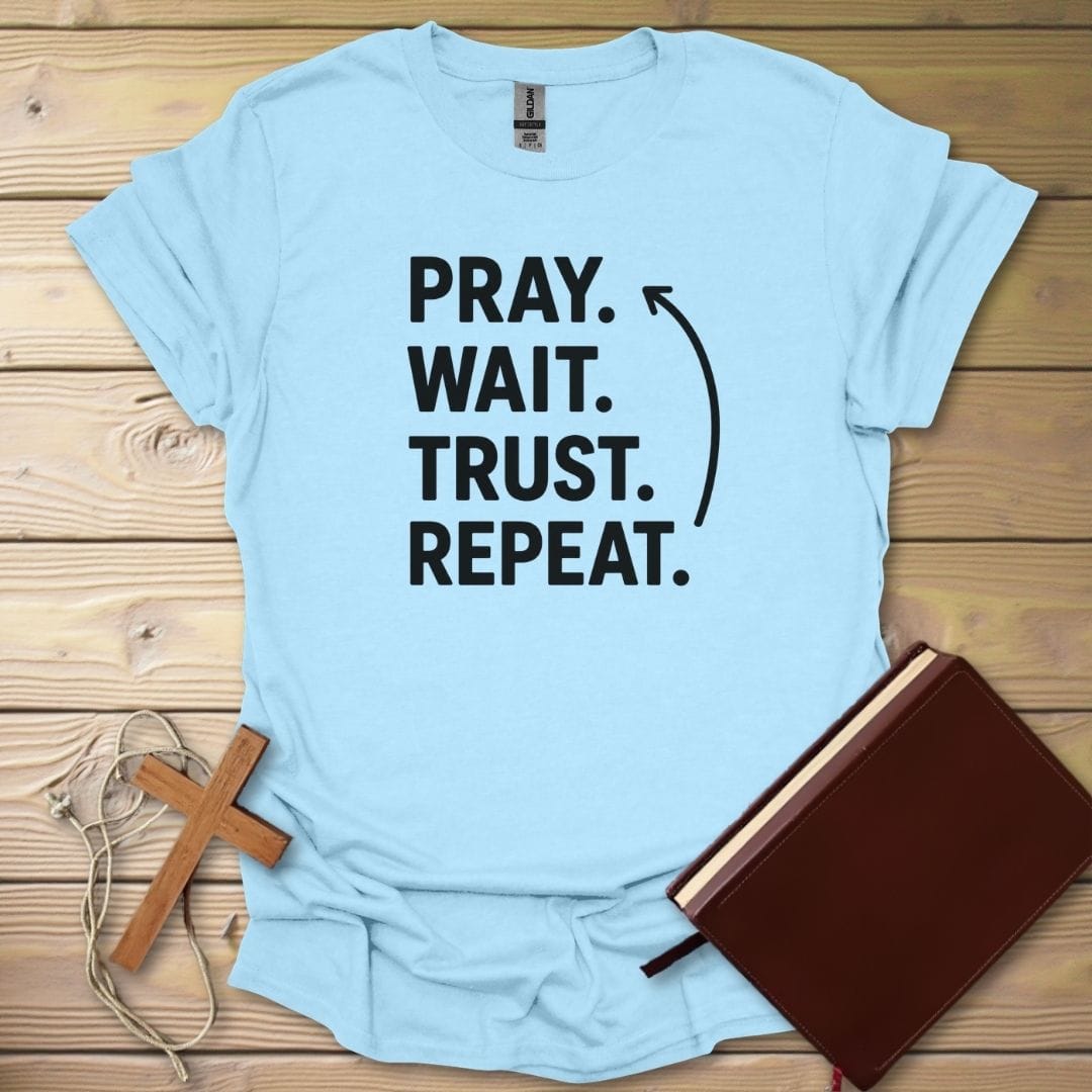 Pray Repeat T-Shirt Light Blue / S