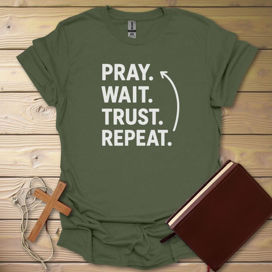 Pray Repeat T-Shirt Military Green / S