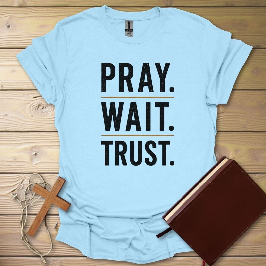 Pray Wait Trust T-Shirt Light Blue / S