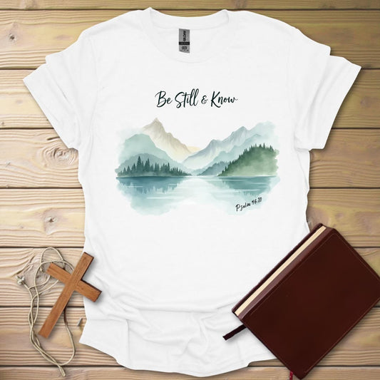 Serene Reflections Watercolor T-Shirt White / S