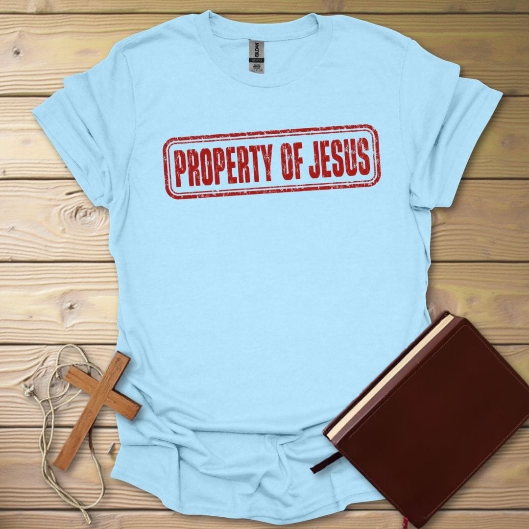 Stamped Jesus Property T-Shirt Light Blue / S