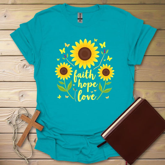 Sunflower Blessings T-Shirt Tropical Blue / S