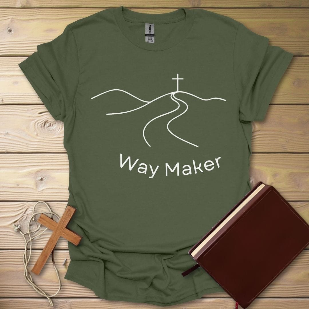 Way Maker Cross T-Shirt Military Green / S